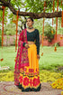 Shubhkala Yellow Maslin Cotton Digital Printed Work Navratri Lehenga